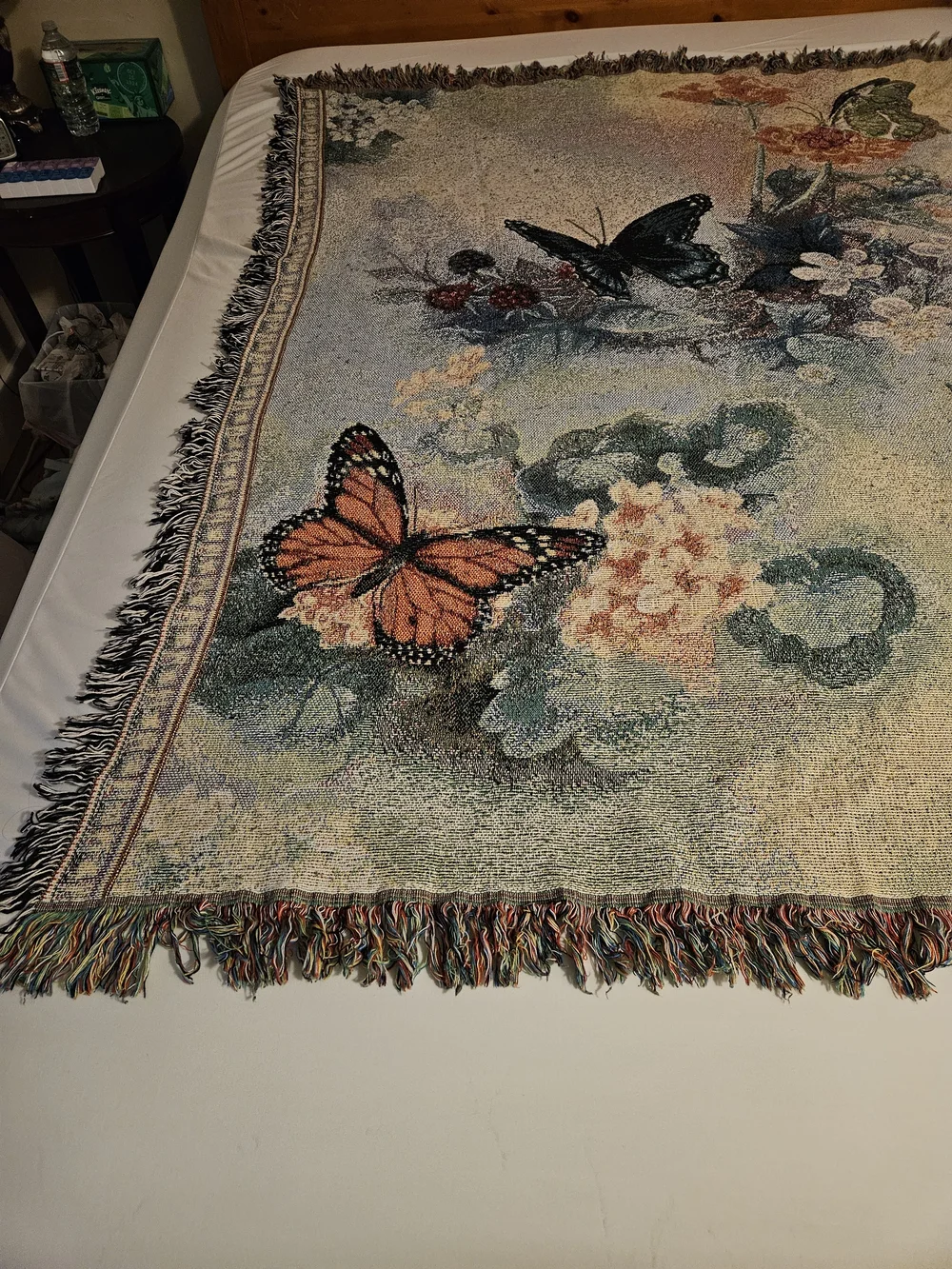 Lena Liu Butterfly Harmony & Flowers Tapestry Afghan Throw Blanket